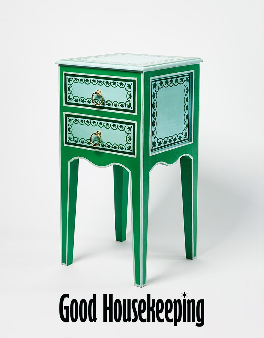 Aurélie Green Mango Wood Bedside Table